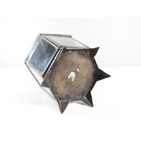 Vintage Moroccan metal pendant lantern, Small Ottoman Islamic porch foyer - Picture 9 of 10